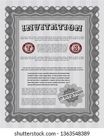 Grey Vintage invitation. Modern design. With guilloche pattern and background. Customizable, Easy to edit and change colors. 