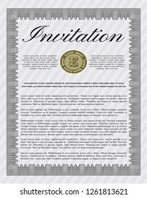 Grey Vintage invitation. Money design. Easy to print. Detailed. 
