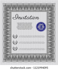 Grey Vintage invitation. Money Pattern design. Detailed. With complex background. 