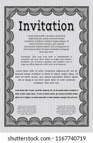 Grey Vintage invitation. Money Pattern design. With guilloche pattern. Detailed. 