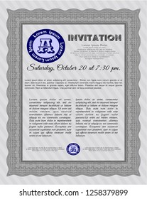 Grey Vintage invitation. Money Pattern. With guilloche pattern. Vector illustration. 