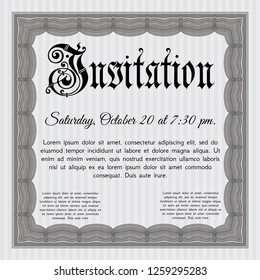 Grey Vintage invitation. Money Pattern. Detailed. With great quality guilloche pattern. 