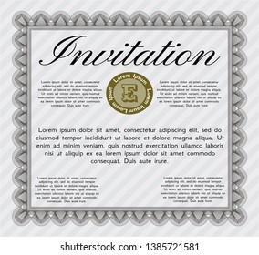 Grey Vintage invitation. Perfect design. With great quality guilloche pattern. Customizable, Easy to edit and change colors. 