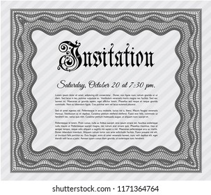 Grey Vintage invitation. Printer friendly. Perfect design. Detailed. 