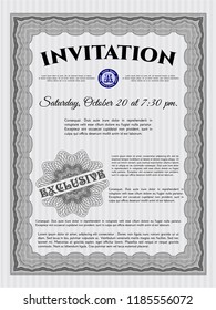 Grey Vintage invitation. Printer friendly. Vector illustration. Money style design. 