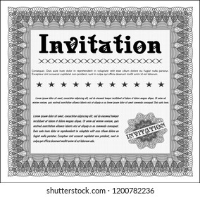 Grey Vintage invitation. Printer friendly. Artistry design. Vector illustration. 