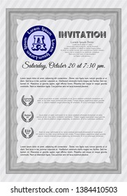 Grey Vintage invitation. Printer friendly. Beauty design. Vector illustration. 