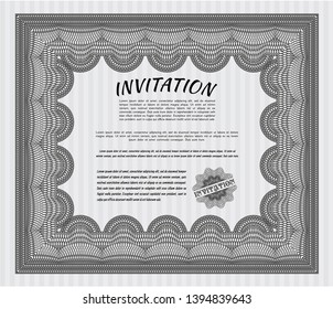 Grey Vintage invitation. Printer friendly. Detailed. Modern design. 