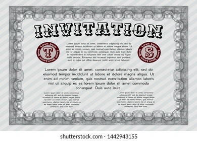 Grey Vintage invitation. Printer friendly. Detailed. Lovely design. 