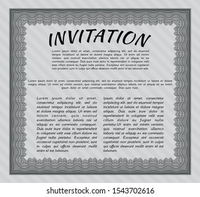 Grey Vintage invitation. Printer friendly. Vector illustration. Nice design. 