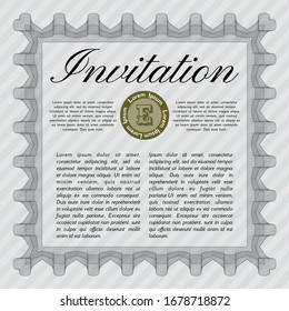 Grey Vintage invitation. Printer friendly. Customizable, Easy to edit and change colors. Money Pattern. 