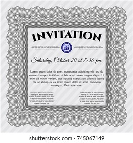 Grey Vintage invitation. Printer friendly. Detailed. Money design. 