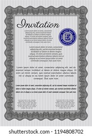 Grey Vintage invitation. With quality background. Vector illustration. Superior design. 