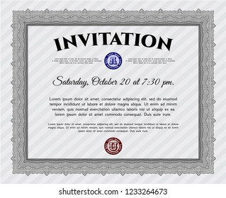 Grey Vintage invitation. With quality background. Vector illustration. Excellent design. 