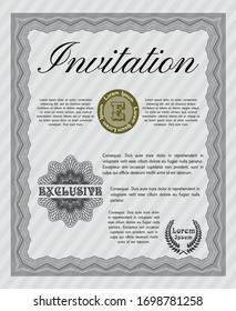 Grey Vintage invitation. With quality background. Vector illustration. Cordial design. 