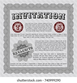 Grey Vintage invitation. Sophisticated design. Printer friendly. Detailed. 