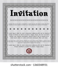 Grey Vintage invitation template. Artistry design. With background. Customizable, Easy to edit and change colors. 