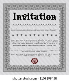  Grey Vintage invitation template. With background. Detailed. Lovely design. 