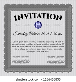 Grey Vintage invitation template. With background. Detailed. Money style design. 