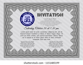 Grey Vintage invitation template. With background. Customizable, Easy to edit and change colors. Excellent design. 