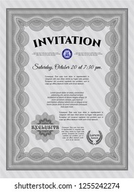 Grey Vintage invitation template. With background. Vector illustration. Superior design. 