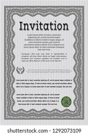 Grey Vintage invitation template. With background. Elegant design. Vector illustration. 