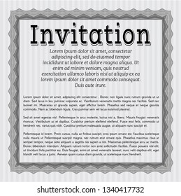 Grey Vintage invitation template. With background. Vector illustration. Money Pattern. 