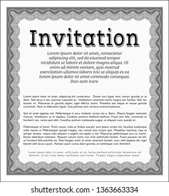Grey Vintage invitation template. With background. Detailed. Excellent design. 