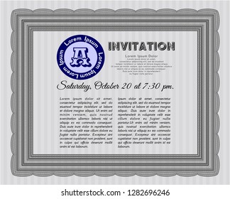 Grey Vintage invitation template. Beauty design. With linear background. Customizable, Easy to edit and change colors. 