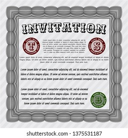 Grey Vintage invitation template. Beauty design. Complex background. Detailed. 