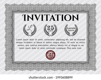 Grey Vintage invitation template. Beauty design. Complex background. Customizable, Easy to edit and change colors. 