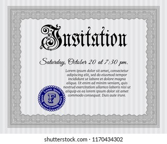 Grey Vintage invitation template. With complex background. Modern design. Customizable, Easy to edit and change colors. 