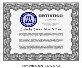 Grey Vintage invitation template. With complex background. Customizable, Easy to edit and change colors. Money style design. 