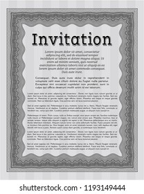 Grey Vintage invitation template. With complex background. Sophisticated design. Customizable, Easy to edit and change colors. 