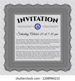 Grey Vintage invitation template. Complex background. Cordial design. Customizable, Easy to edit and change colors. 