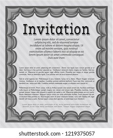Grey Vintage invitation template. Complex background. Good design. Detailed. 
