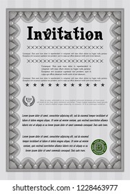 Grey Vintage invitation template. Complex background. Customizable, Easy to edit and change colors. Good design. 