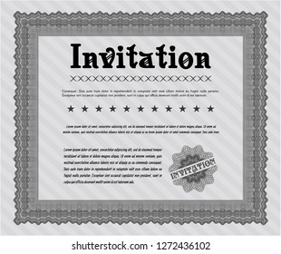 Grey Vintage invitation template. Complex background. Beauty design. Customizable, Easy to edit and change colors. 