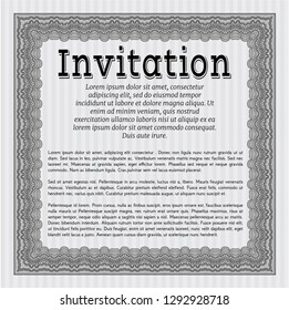 Grey Vintage invitation template. With complex background. Detailed. Sophisticated design. 