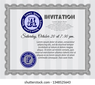 Grey Vintage invitation template. Complex background. Vector illustration. Retro design. 