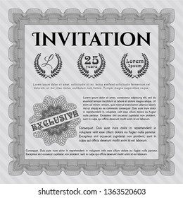 Grey Vintage invitation template. With complex linear background. Customizable, Easy to edit and change colors. Excellent design. 