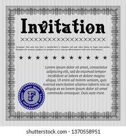 Grey Vintage invitation template. With complex background. Vector illustration. Modern design. 
