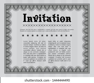 Grey Vintage invitation template. Complex background. Modern design. Detailed. 