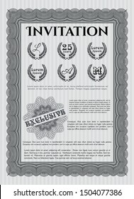 Grey Vintage invitation template. Complex background. Vector illustration. Elegant design. 