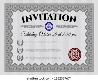 Grey Vintage invitation template. Cordial design. With complex background. Customizable, Easy to edit and change colors. 