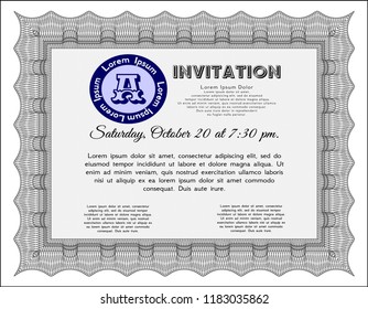 Grey Vintage invitation template. Cordial design. Printer friendly. Customizable, Easy to edit and change colors. 