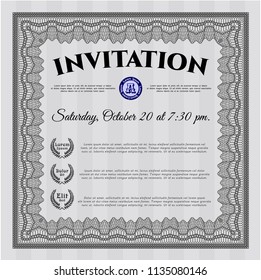 Grey Vintage invitation template. Customizable, Easy to edit and change colors. Complex background. Cordial design. 
