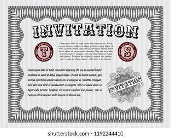 Grey Vintage invitation template. Customizable, Easy to edit and change colors. With linear background. Good design. 