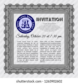 Grey Vintage invitation template. Customizable, Easy to edit and change colors. Easy to print. Artistry design. 