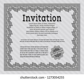 Grey Vintage invitation template. Customizable, Easy to edit and change colors. With guilloche pattern. Money design. 